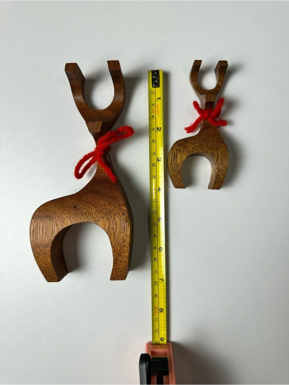 Vintage MCM Scandinavian/Danish-style Wooden Reindeer Mother & Fawn Figurine Set